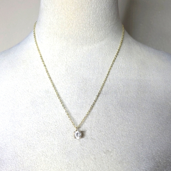 The Unbranded Brand Jewelry - 3 CT Cubic Zirconia With Gold & White 19" Necklace with Clear Pendant
